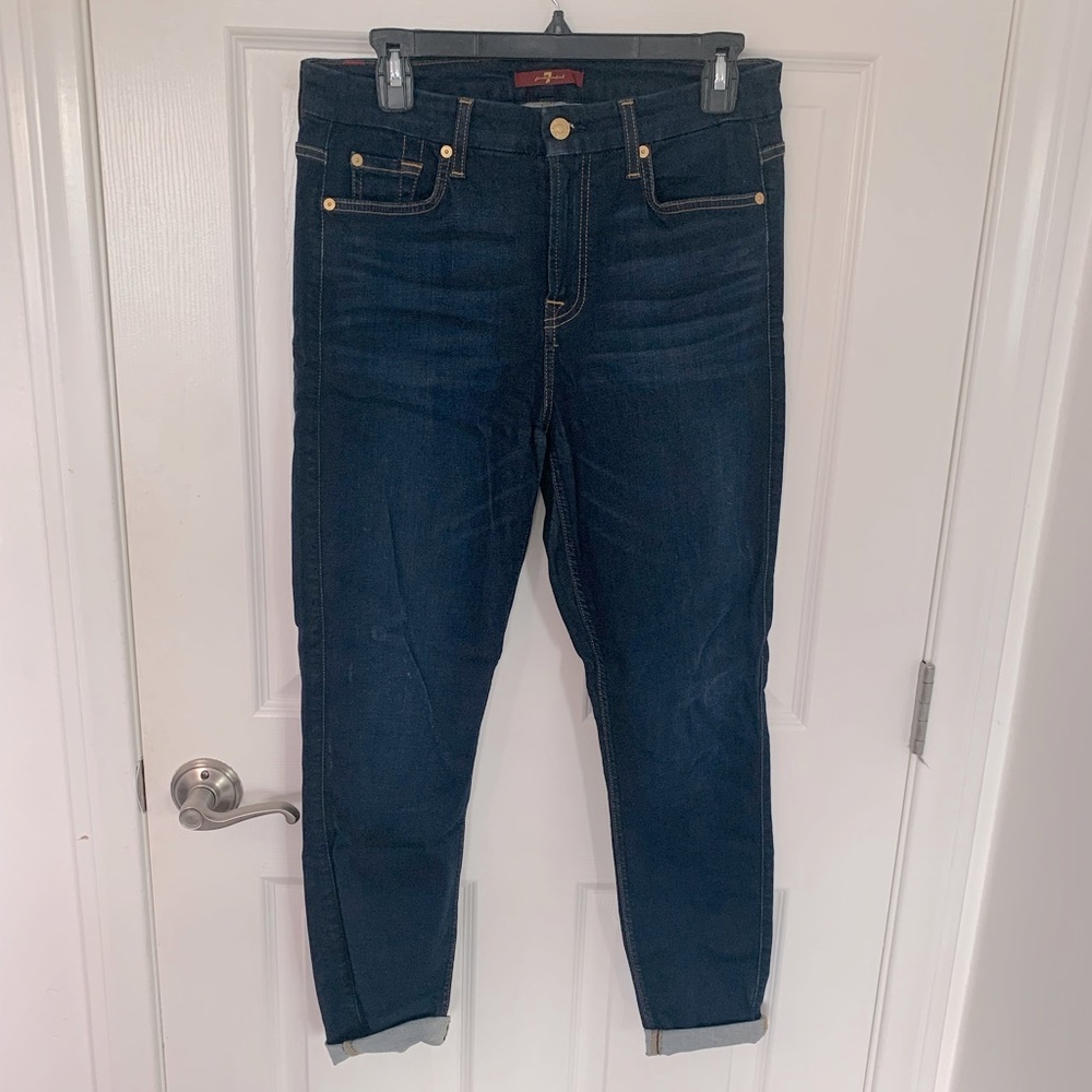 7 for all Mankind Dark Blue Skinny Jeans